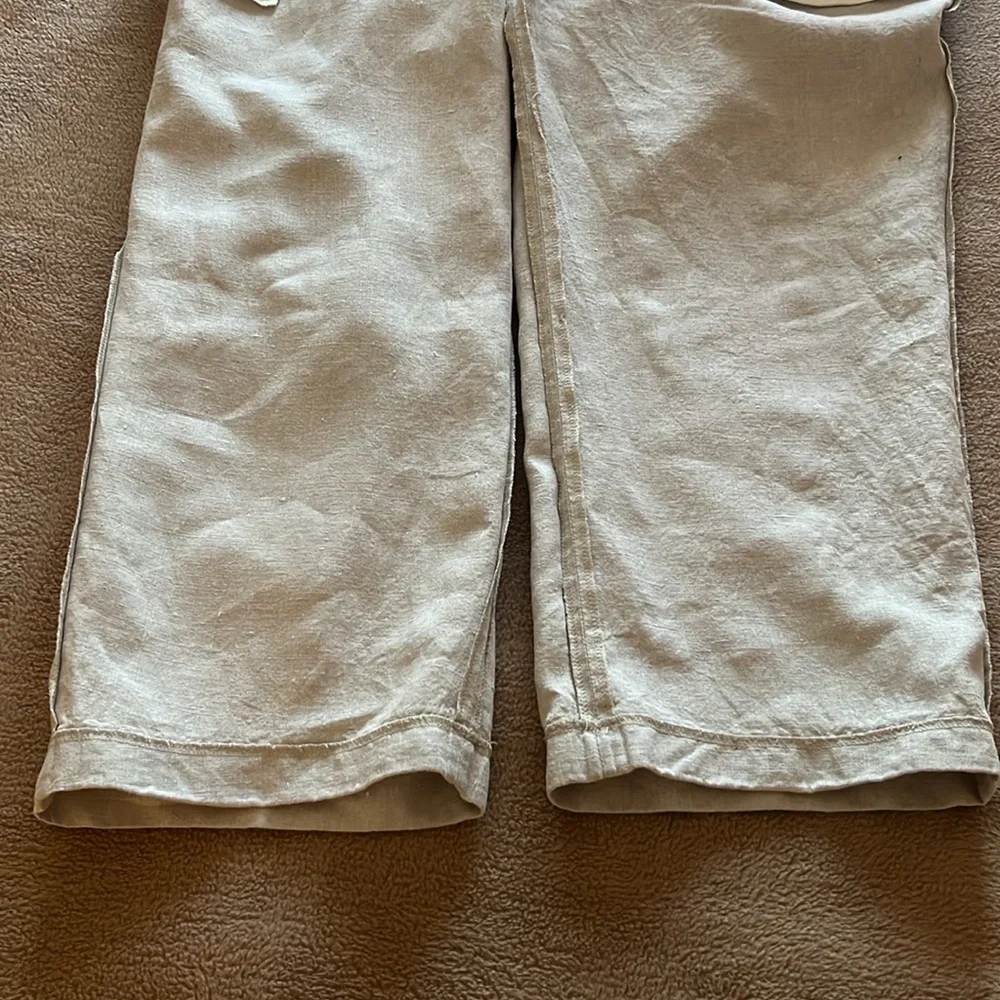 Paul Frederic Pleated Linen Pants Casual  Cream/Tan